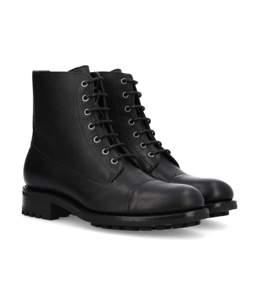 Jean Baptiste Rautureau Hyrod Boot Lacée En Cuir Grainé Noir