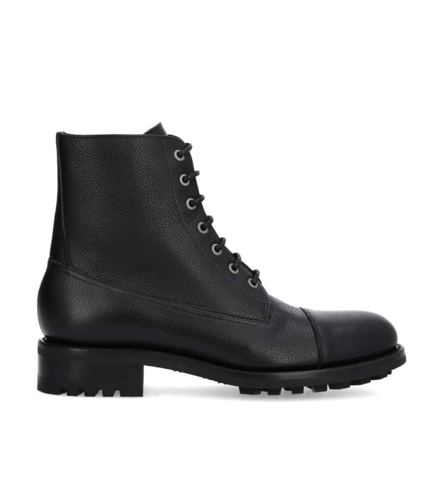 jean baptiste rautureau Hyrod Boot lacée en cuir grainé noir