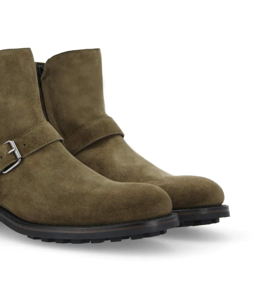 Jean Baptiste Rautureau Hyrod Boot Zippée à Double Boucle En Cuir Velours Kaki