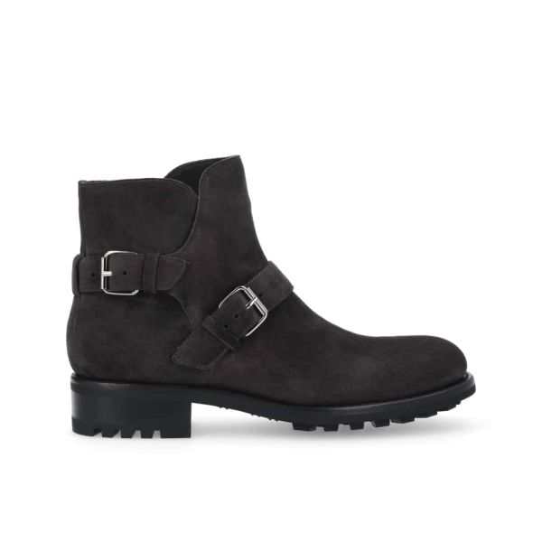jean baptiste rautureau Hyrod Boot zippée à double boucle en cuir velours Noir