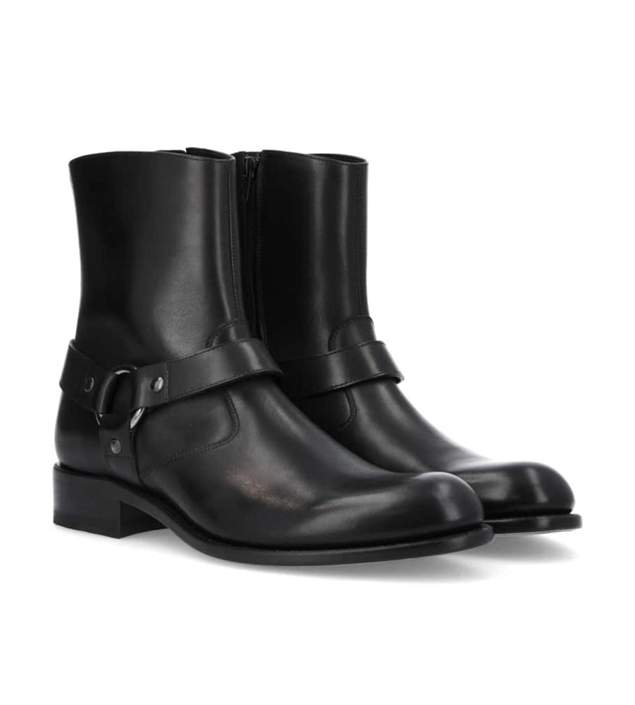 Jean Baptiste Rautureau Kentucky Boot Zippée à Harnais En Cuir Lisse Noir
