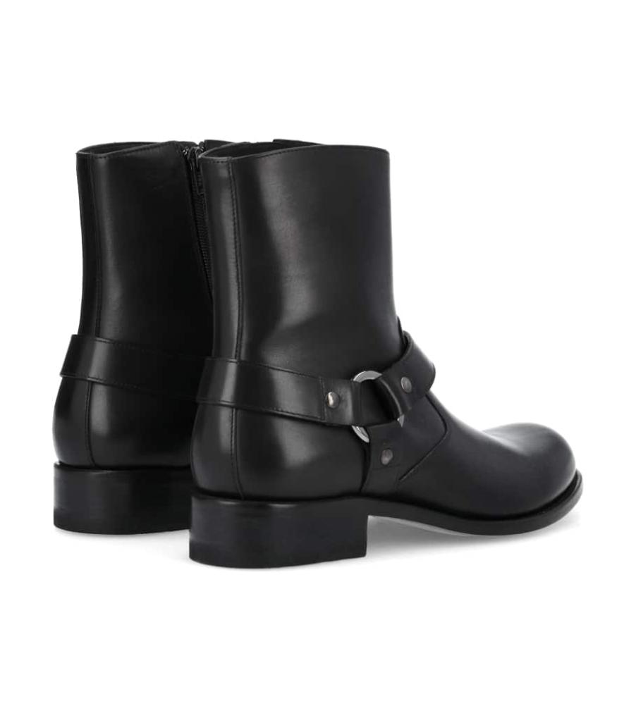 Jean Baptiste Rautureau Kentucky Boot Zippée à Harnais En Cuir Lisse Noir