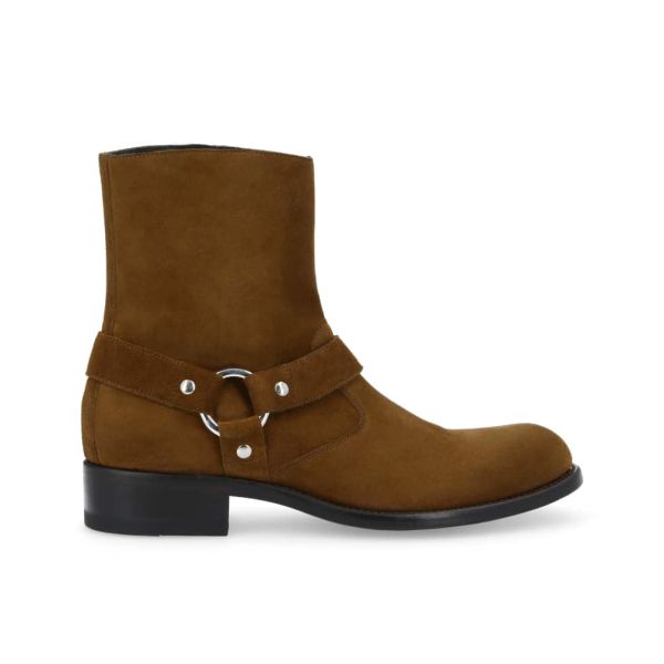 jean baptiste rautureau Kentucky Boot zippée à harnais en cuir lisse noir