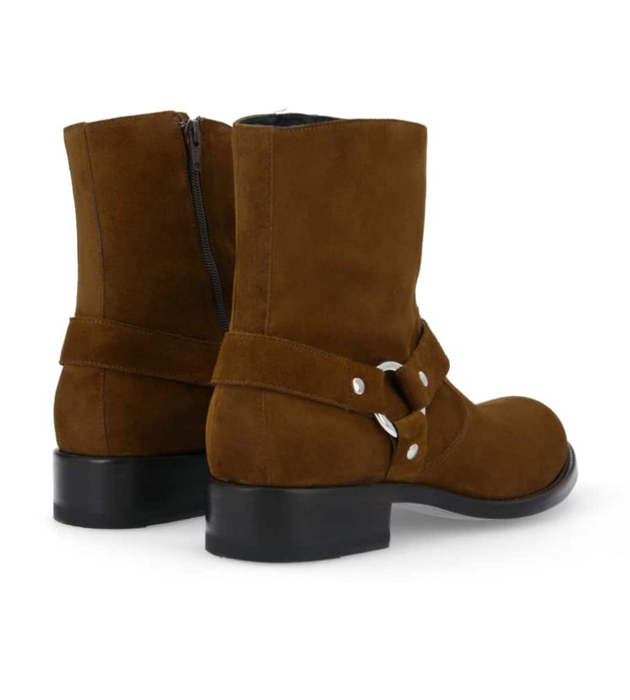 Jean Baptiste Rautureau Kentucky Boot Zippée à Harnais En Cuir Velours Chataigne