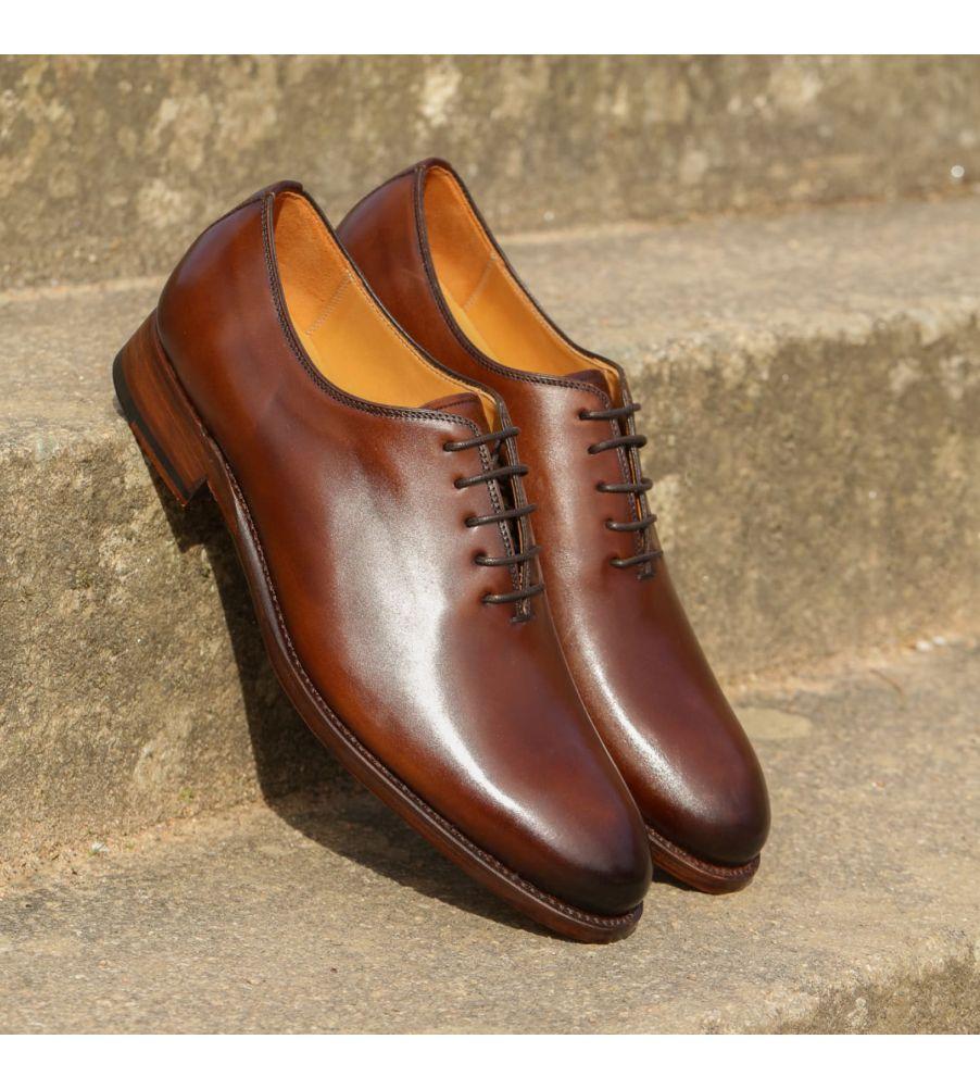 Jean Baptiste Rautureau Richard Richelieu En Cuir Lisse Patiné Marron