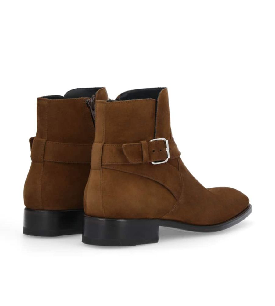 Jean Baptiste Rautureau Romain Boot Façon Jodhpur Zippée En Cuir Velours Châtaigne