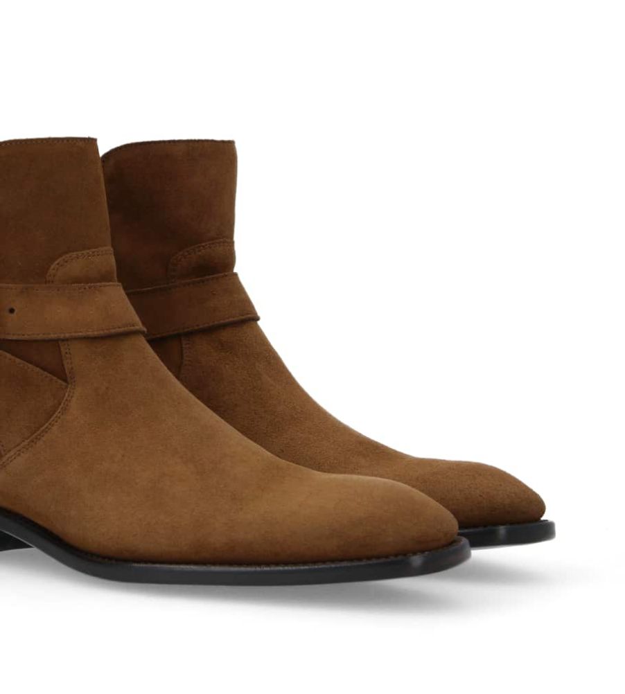 Jean Baptiste Rautureau Romain Boot Façon Jodhpur Zippée En Cuir Velours Châtaigne