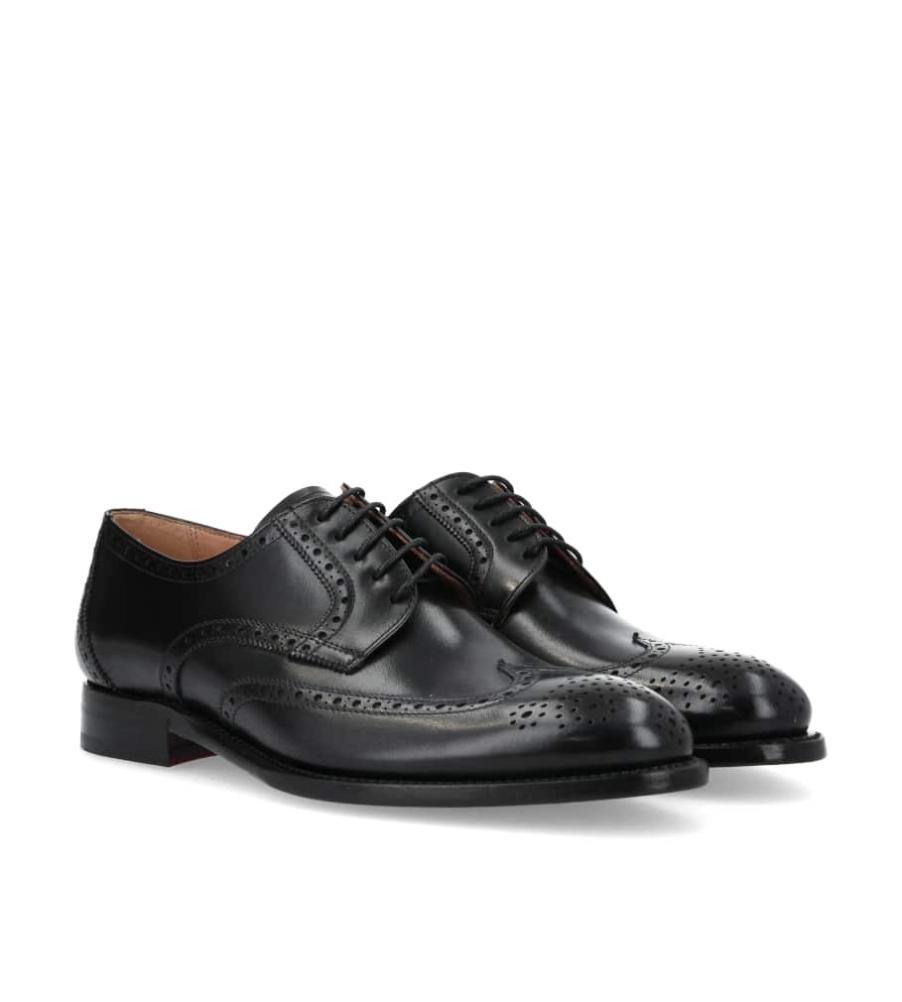 Jean Baptiste Rautureau Stanley Derby Brogues En Cuir Lisse Noir