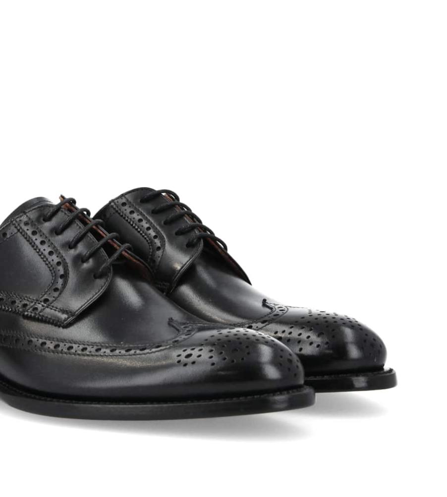 Jean Baptiste Rautureau Stanley Derby Brogues En Cuir Lisse Noir