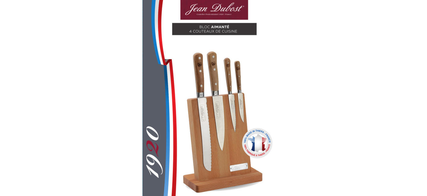 Jean Dubost Bloc 1920 Aimanté Couteaux De Cuisine Jean Dubost Manche Chene Certifie PEFC Gestion Durable Des Forets