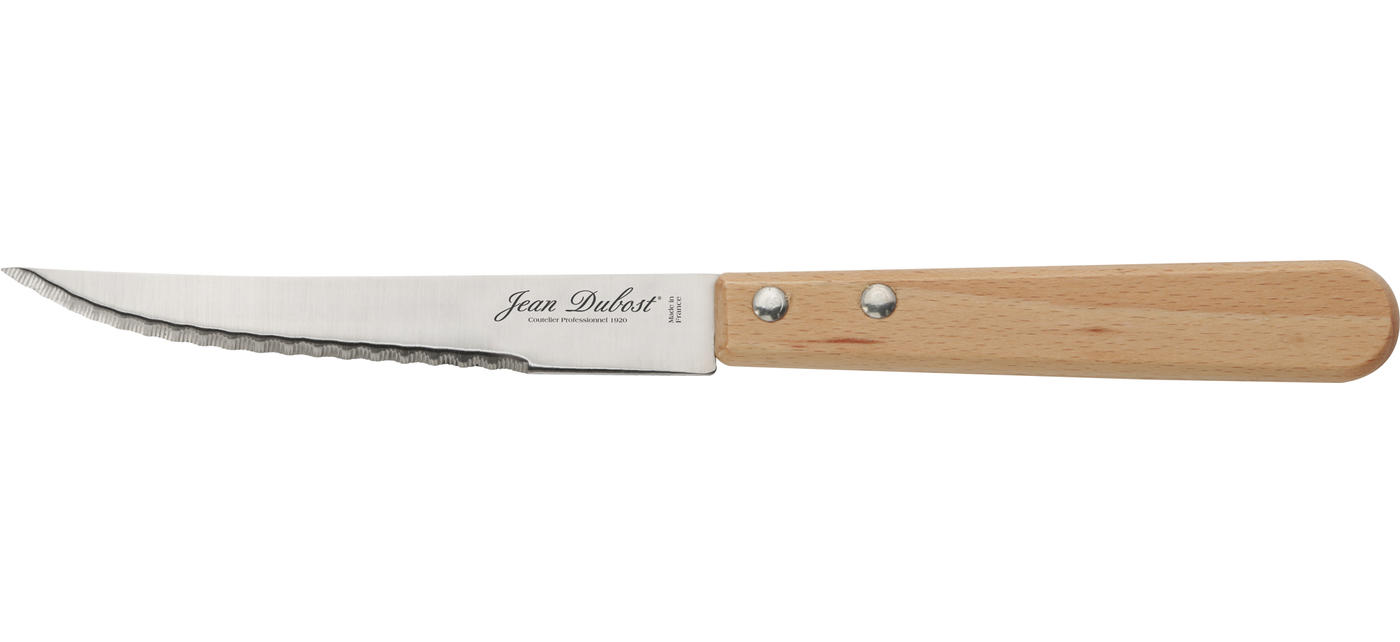 Jean Dubost Bloc 6 Couteaux Steak Jean Dubost Tradition Manche Hêtre Naturel Fabrication Française