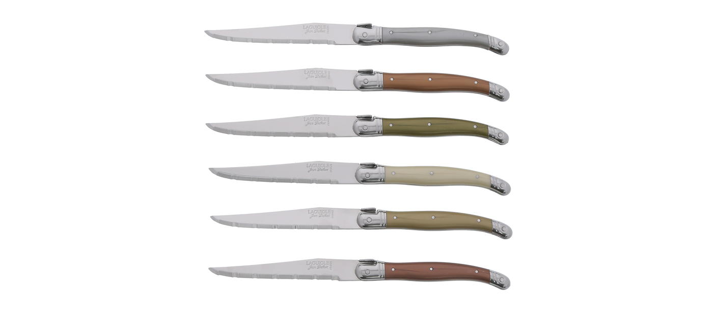Jean Dubost Bloc 6 Couteaux Steak Laguiole Manche Minéral Mixé