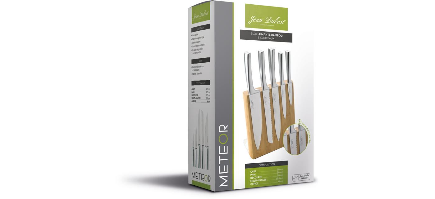 Jean Dubost Bloc Aimanté 5 Couteaux Cuisine Météor Jean Dubost