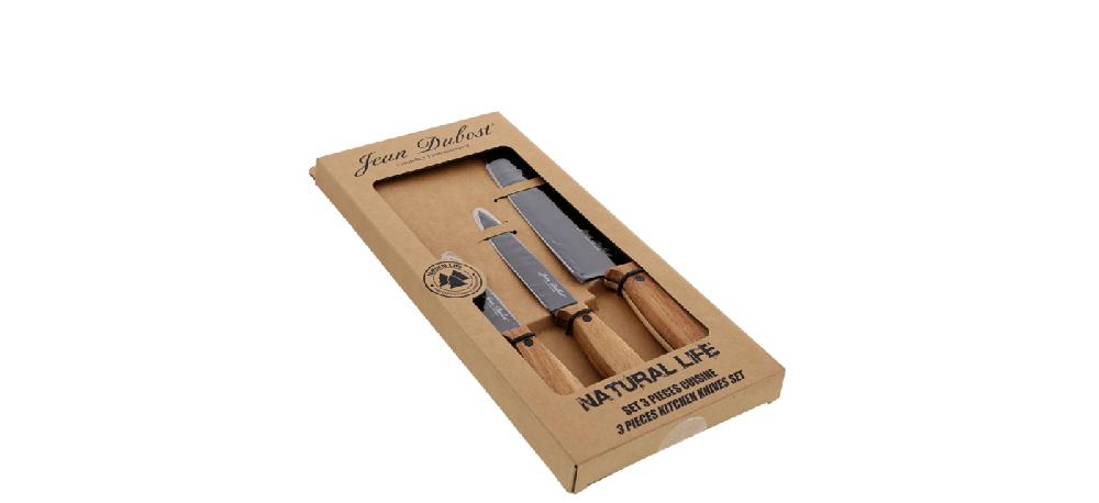 jean dubost Coffret 3 couteaux de cuisine black forest Jean Dubost Natural Life