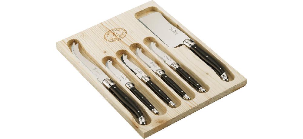 jean dubost Coffret 6 couteaux fromage Laguiole manche noir