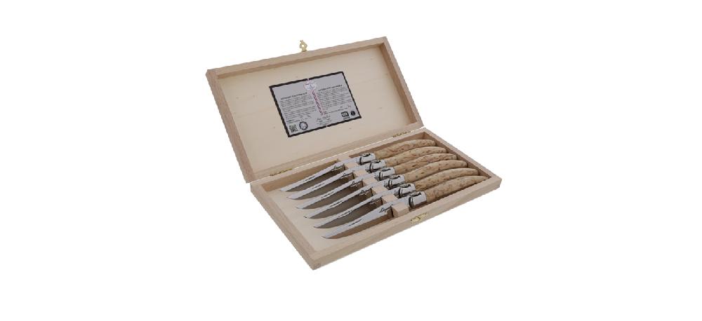 jean dubost Coffret 6 couteaux Jean Dubost Laguiole manche en bouleau de Norvège made in France