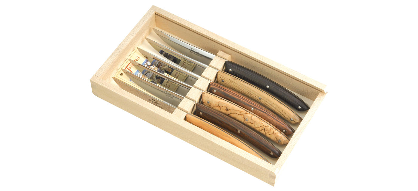jean dubost Coffret 6 couteaux Le Thiers bois mixés