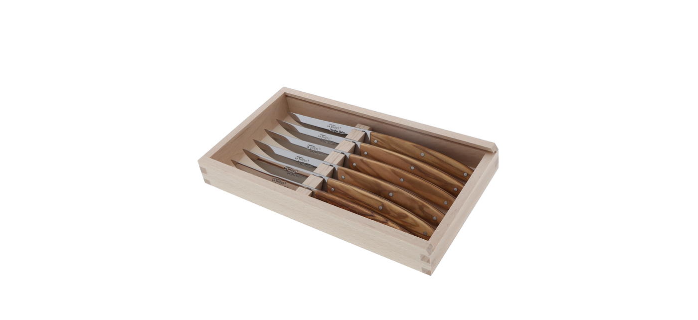 jean dubost Coffret 6 couteaux Le Thiers manches bois d'olivier