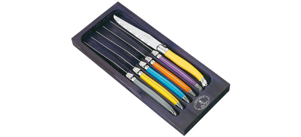jean dubost Coffret 6 couteaux steak Laguiole manches Trendy mixés