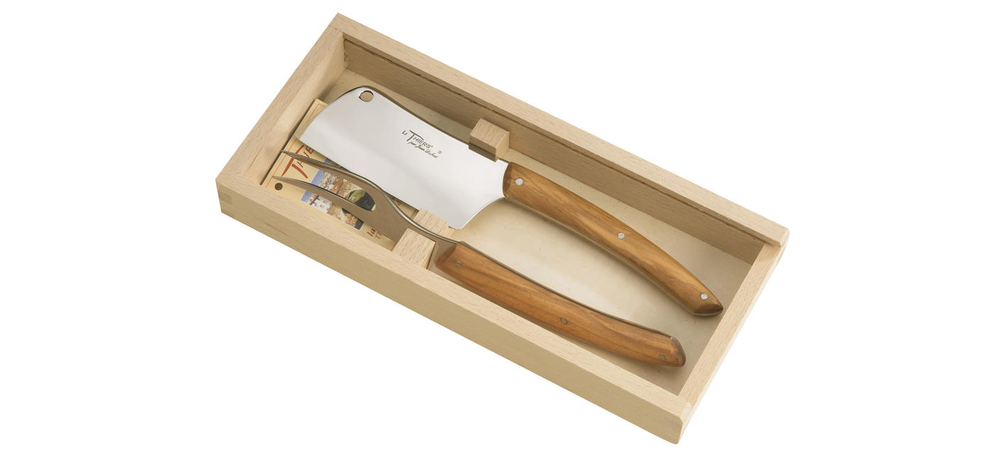 jean dubost Coffret fourchette et couteau fromage Le Thiers olivier