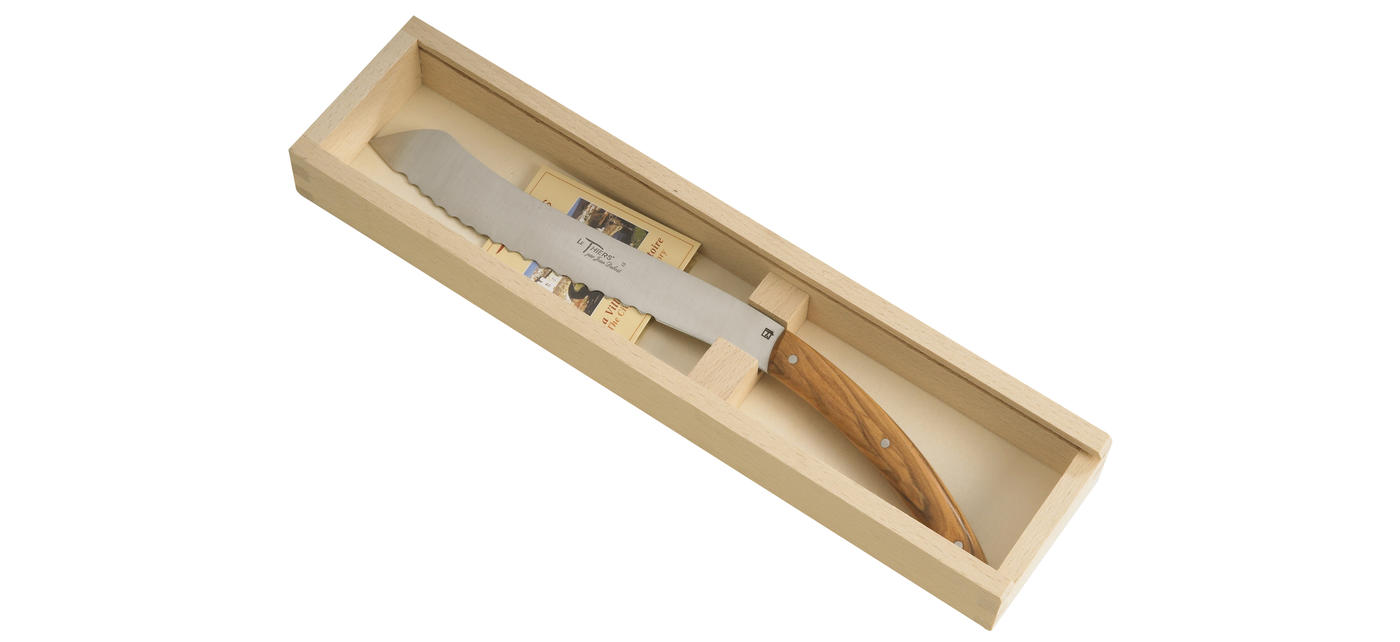 Jean Dubost Couteau Pain Le Thiers Jean Dubost Manche Bois D'olivier Fabrication Française