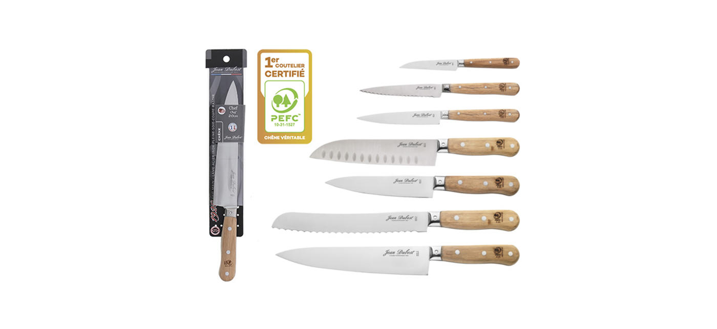 jean dubost Couteaux cuisine ecoresponsables Jean Dubost gamme 1920 manches chêne certifie PEFC