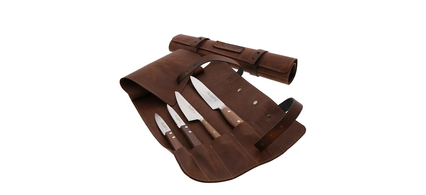 jean dubost Couteaux de cuisine Jean Dubost manches noyer fabrication francaise en sacoche cuir