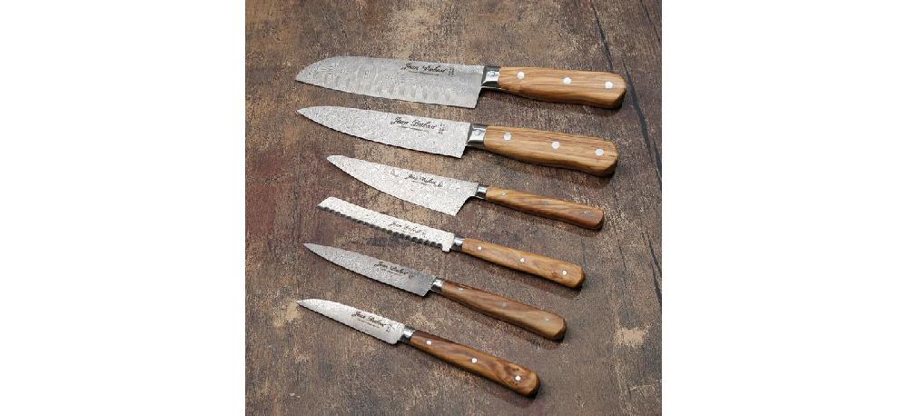 jean dubost Couteaux de cuisine made in France Jean Dubost gamme 1920 lame décor Damas