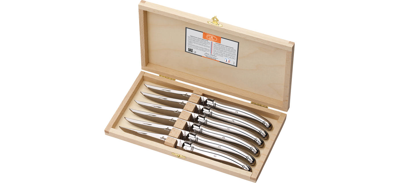 jean dubost Coffret 6 couteaux Laguiole tout inox