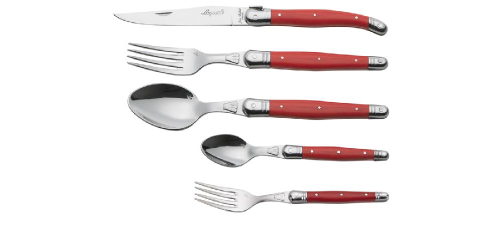 jean dubost Couverts Laguiole manche irisé rouge