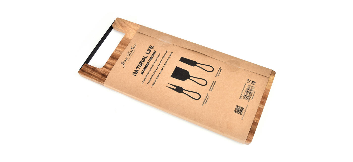 Jean Dubost Jean Dubost Planche à Fromage Bois D'acacia Et Ustensiles Noirs