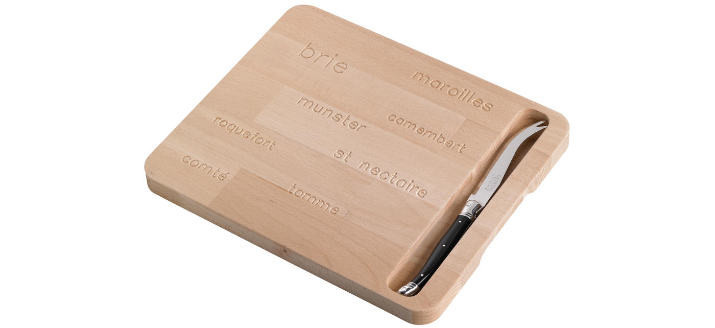 jean dubost Planche fromage hêtre avec couteau Laguiole