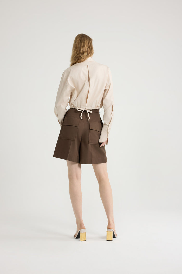 Jean Patou Bermuda En Gabardine De Coton Bio Java Brown