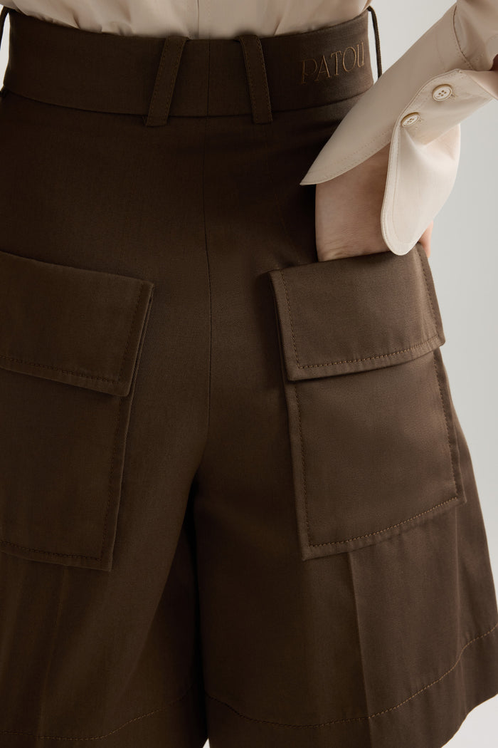 Jean Patou Bermuda En Gabardine De Coton Bio Java Brown