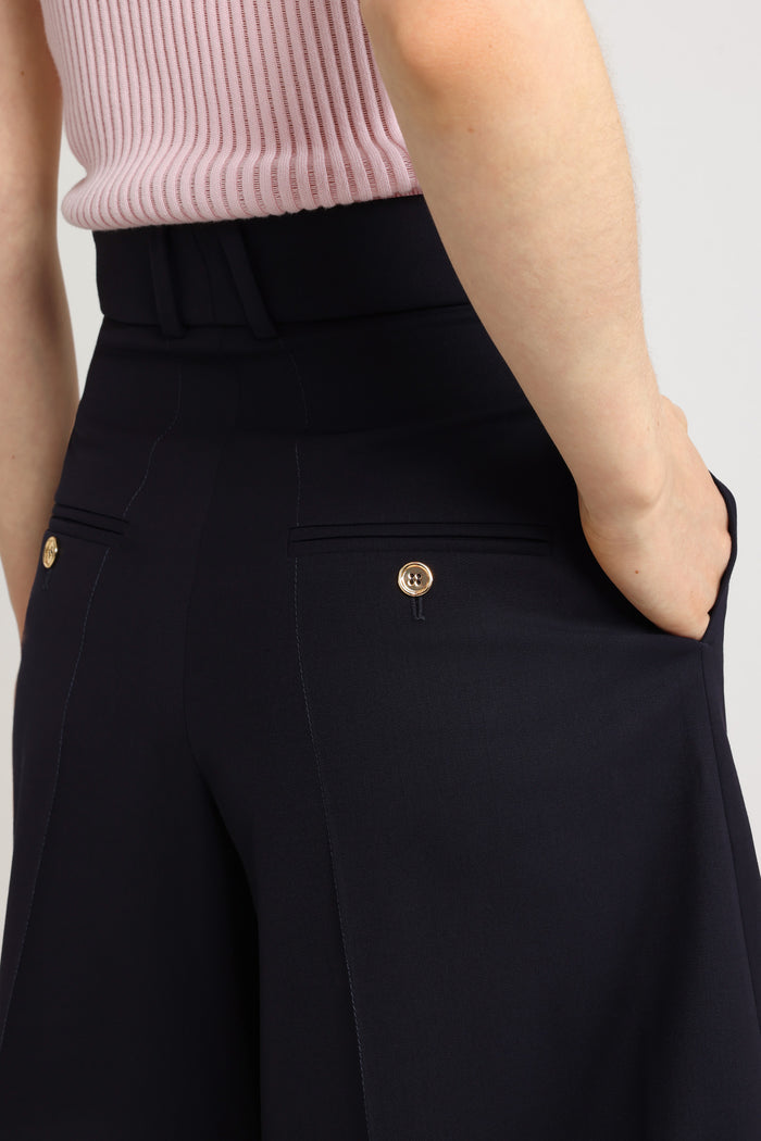 Jean Patou Bermuda En Sergé De Laine Technique éco-responsable Navy Black