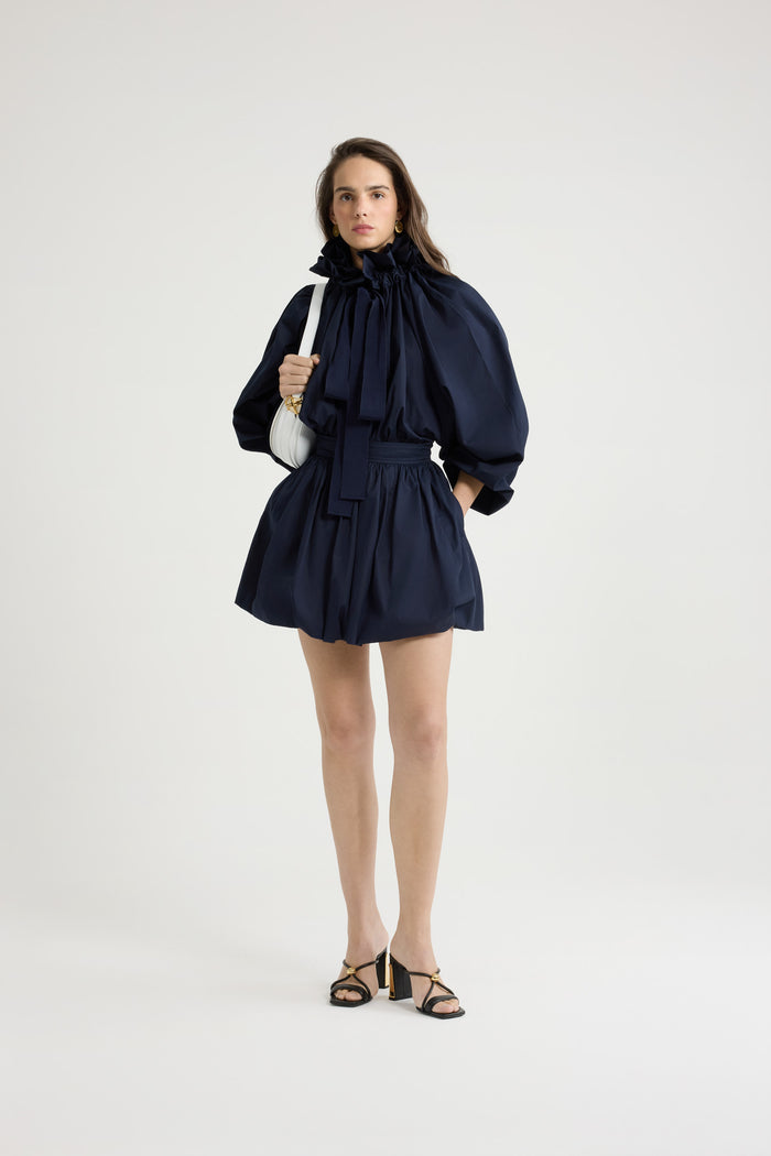 Jean Patou Blouse à Manches Bouffantes En Coton Bio Navy Black