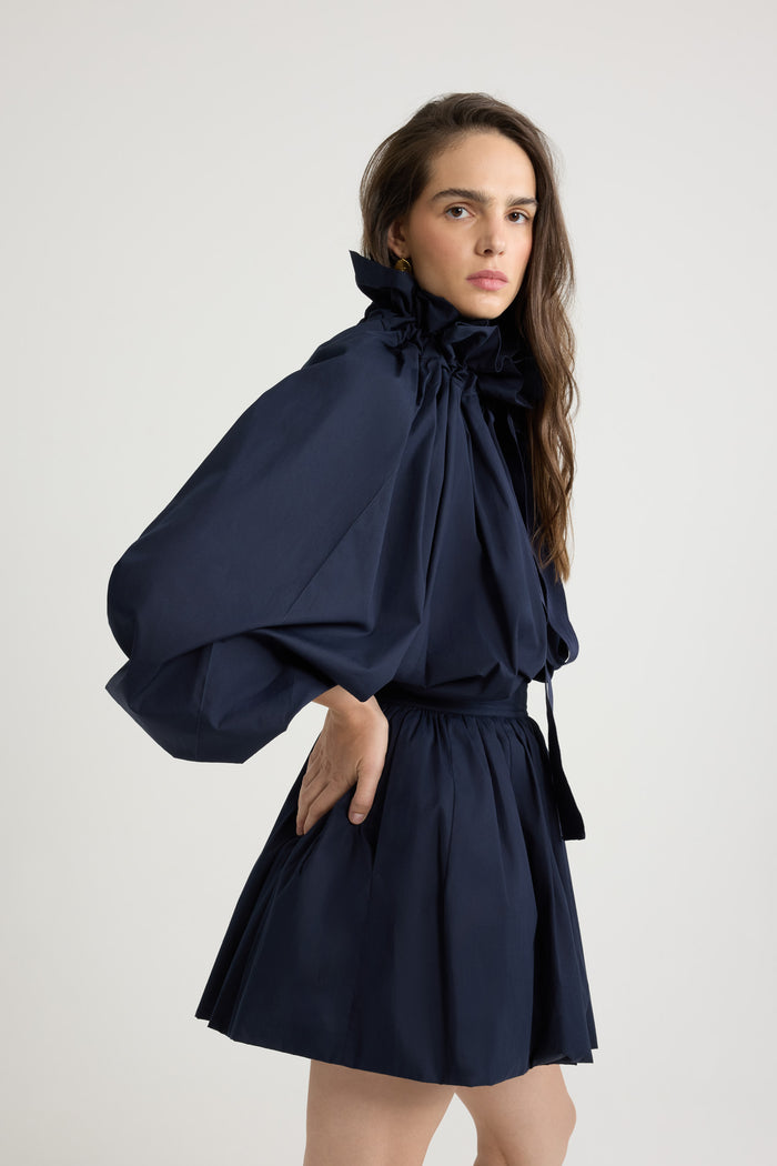 Jean Patou Blouse à Manches Bouffantes En Coton Bio Navy Black