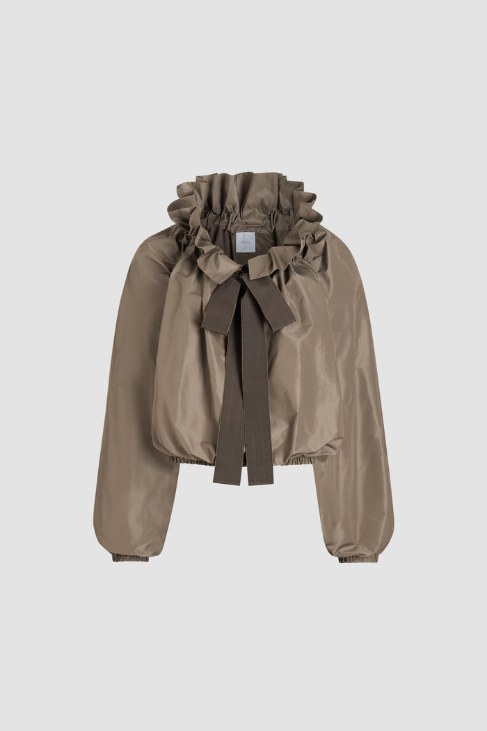 jean patou Blouse à manches bouffantes en faille recyclée Mocha