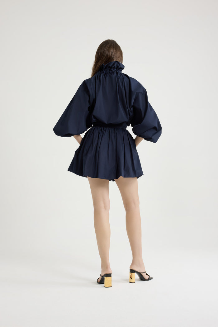 Jean Patou Blouse à Manches Bouffantes En Faille Recyclée Navy Black