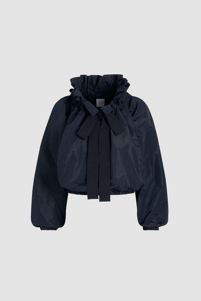 jean patou Blouse à manches bouffantes en faille recyclée Navy Black