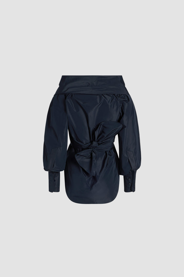 Jean Patou Blouse Croisée En Faille Recyclée Navy Black