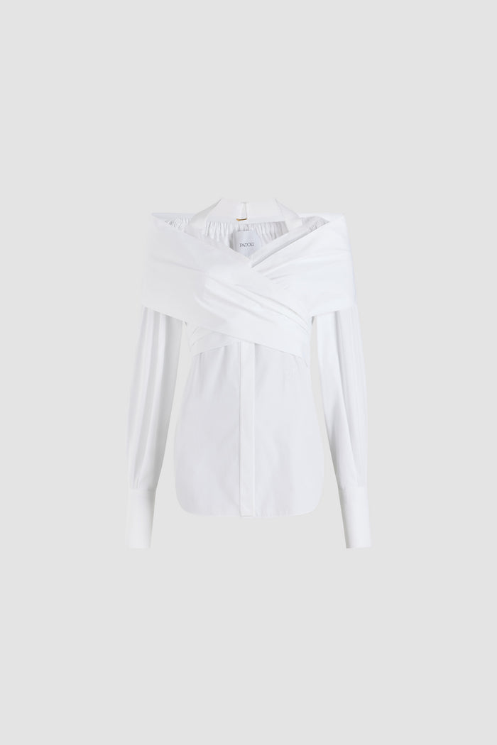jean patou Blouse croisée en popeline de coton bio White