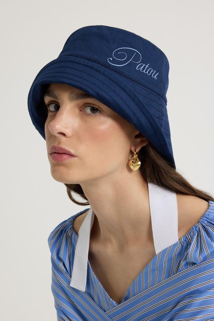 Jean Patou Bob à Logo Patou Brodé En Coton Navy Black