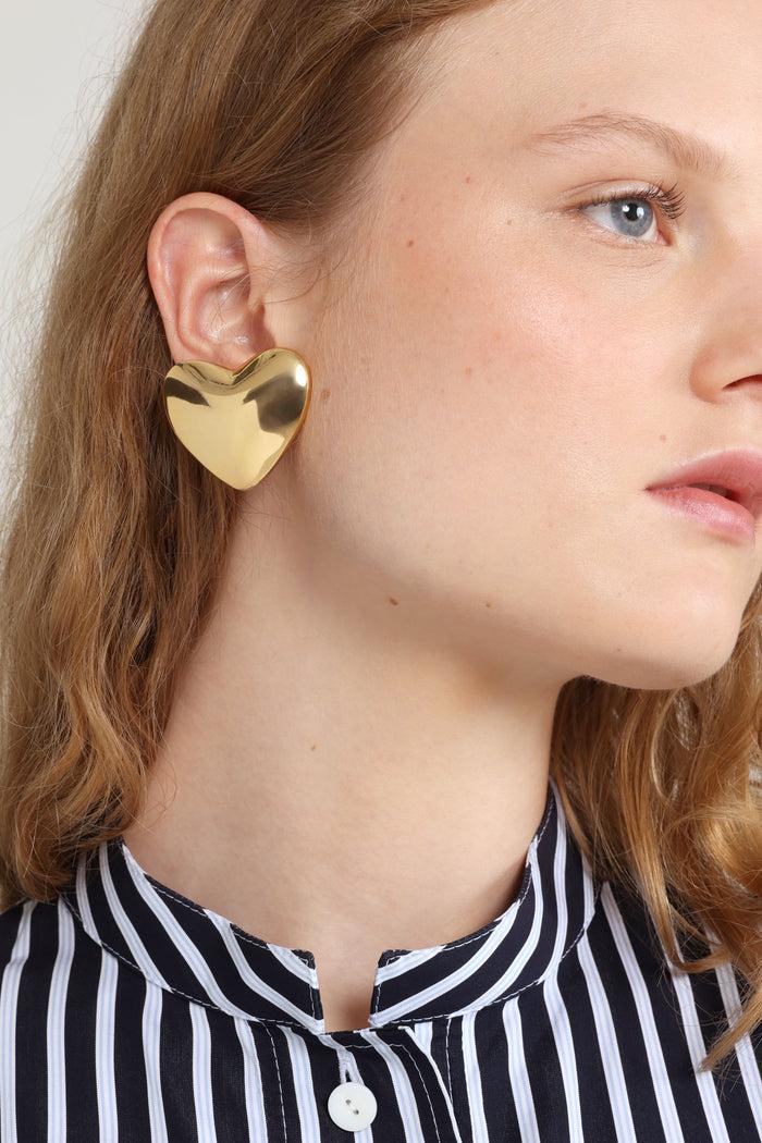 Jean Patou Boucles D'oreilles Cœur à Clips En Laiton Doré Gold