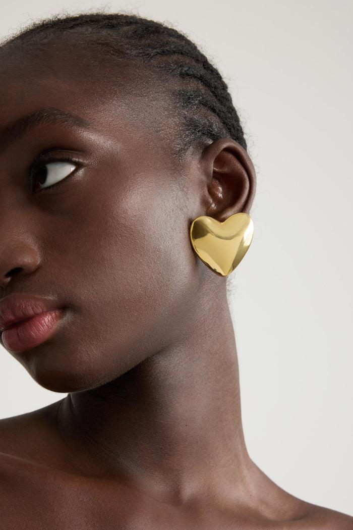 Jean Patou Boucles D'oreilles Cœur En Laiton Doré Gold