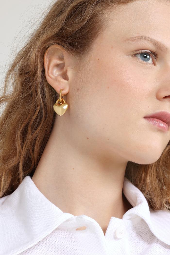 Jean Patou Boucles D'oreilles Cœur En Laiton Doré Gold