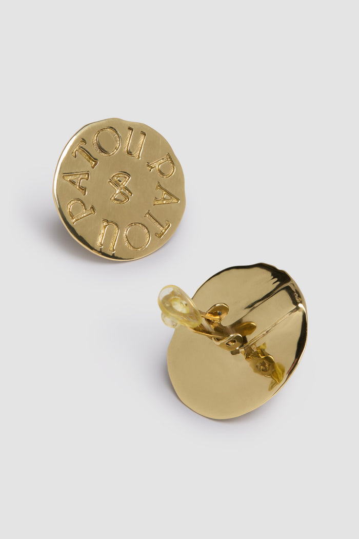 Jean Patou Boucles D'oreilles Pièce à Clip En Laiton Doré Gold