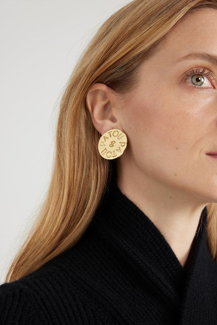 Jean Patou Boucles D'oreilles Pièce à Clip En Laiton Doré Gold