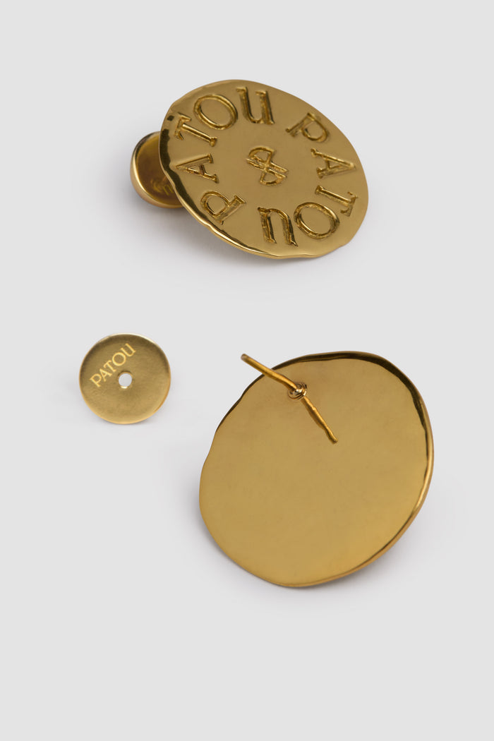 Jean Patou Boucles D'oreilles Pièce En Laiton Doré Gold