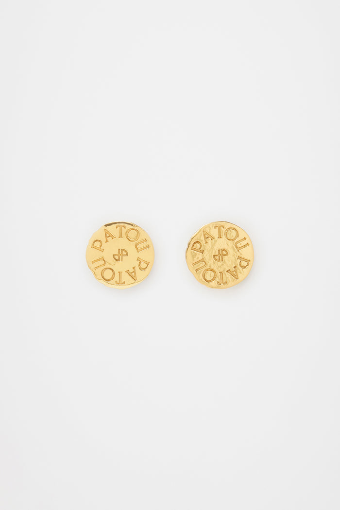 jean patou Boucles d'oreilles pièce en laiton doré Gold